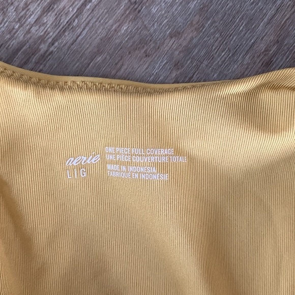 Aerie Yellow Mustard Low Back Cinched Ruffle Keyhole Neck One-piece Swim… - Picture 8 of 10